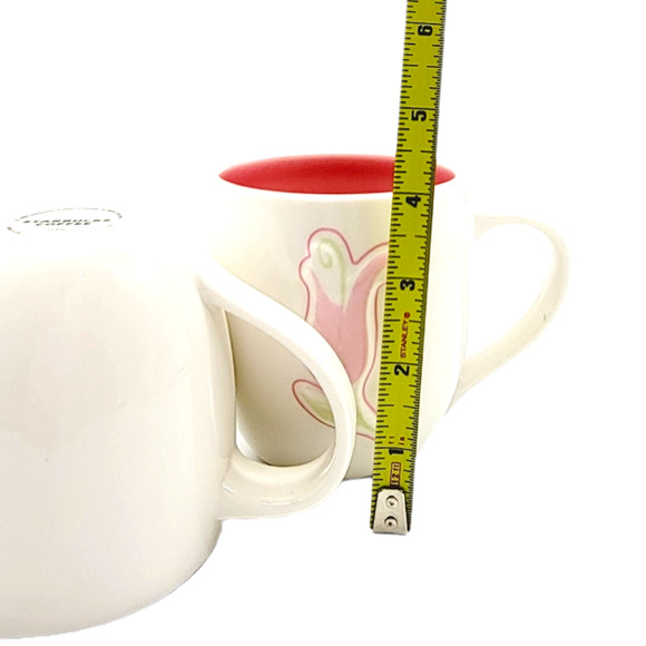Two Starbucks 2006 Pink Tulip Purple Daisy Dimensional Floral 14oz Coffee Mugs - Picture 7 of 7